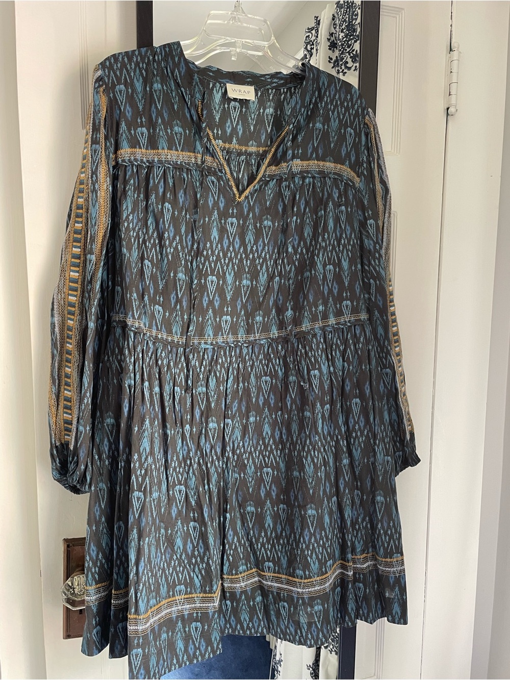 WRAP London Blue Patterned Boho Tunic Dress